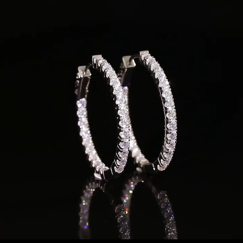 Certified 2.88 ct. t.w. Moissanite Diamond Inside Out Hoop Earrings NEW - Picture 10 of 16